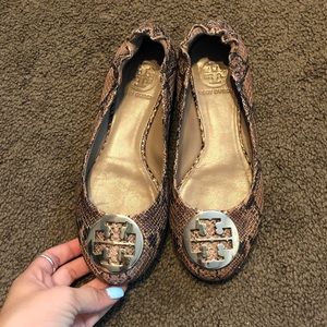Tory Burch snake skin flats shoes